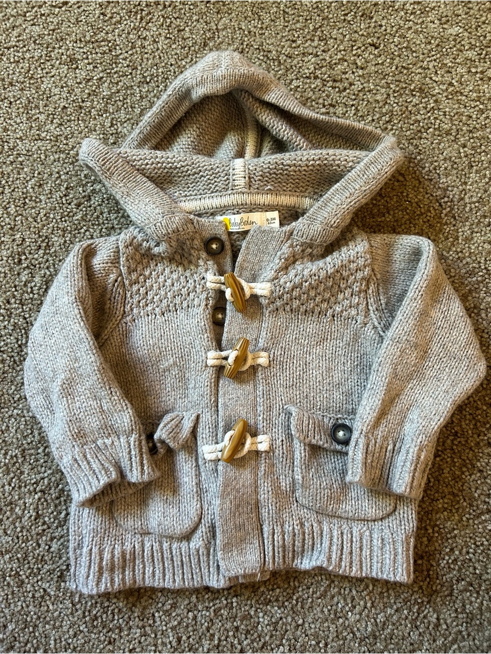Light Gray Wool Blend Hooded Cardigan